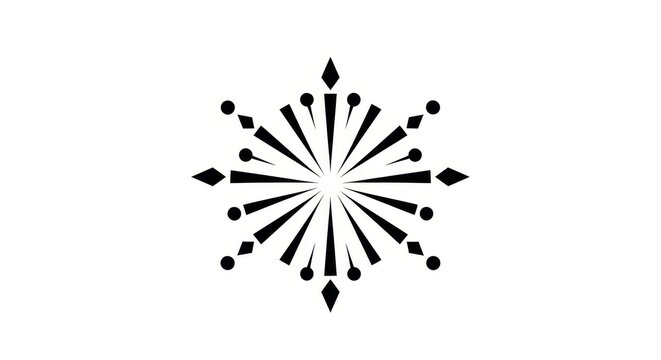 Decoration - Black and White Geometric Snowflake Starburst Ornament with Diamond Shapes and Circle Dots