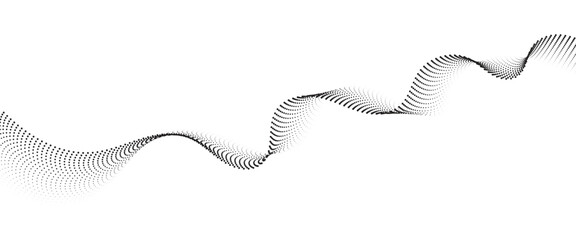 Fototapeta premium Flowing Dot Wave halftone gradient pattern on transparent background 