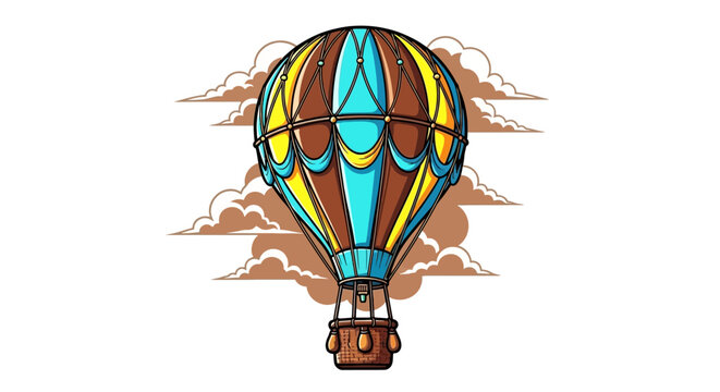 Vintage Hot Air Balloon Floating Amidst Clouds