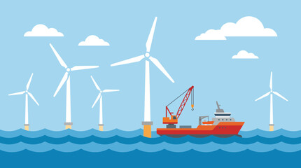 Renewable Energy Wind Farm at Sea Offshore Installation © Bima
