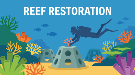 Coral Reef Restoration Project Underwater in Tropical Sea © Bima
