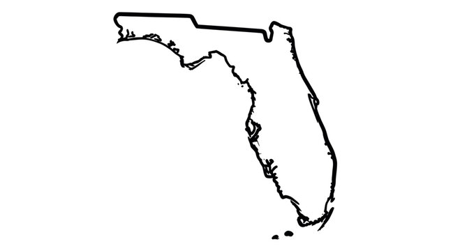 Florida state map outline black line.
