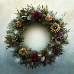 Fototapeta premium Decorative Floral Wreath with Succulents and Pinecones