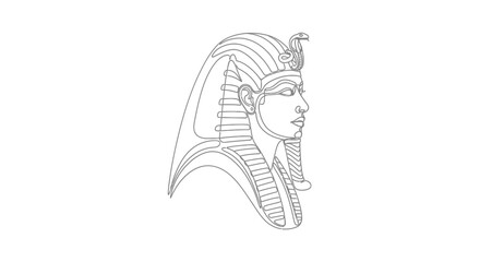 Pharaoh headdress line art, Egyptian ancient king portrait © mah