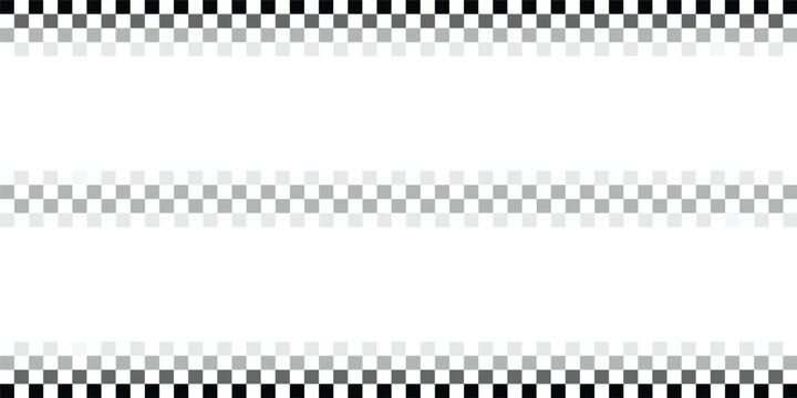 Horizontal checkered pattern borders for racing design with checkered motorsport background competition monochrome geometry abstract repetitive speedway automotive isolated ornament