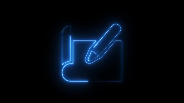 Neon blueprint animation: glowing architectural and drafting concept architecture