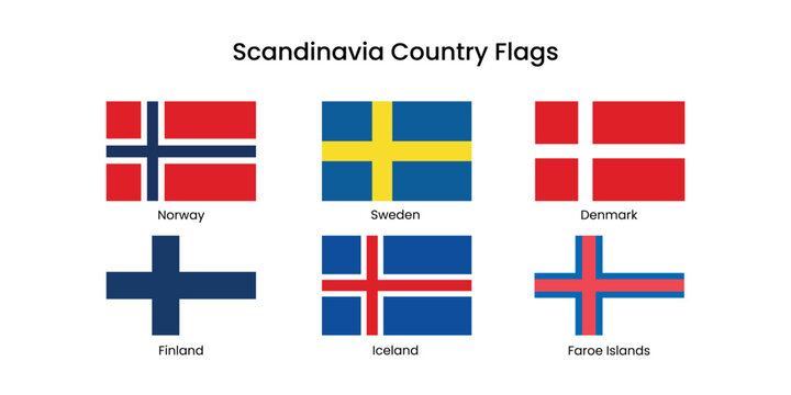 Scandinavian flags vibrant display element vector set