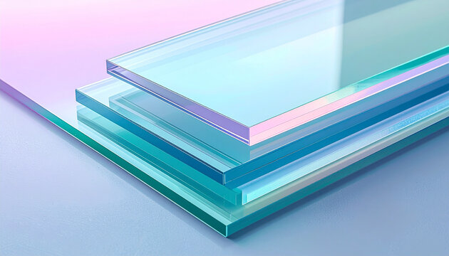 Folhas de vidro transparente empilhadas