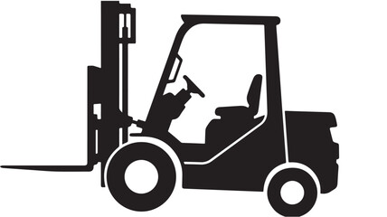 Fototapeta premium Black Forklift Silhouette For Industrial Concepts