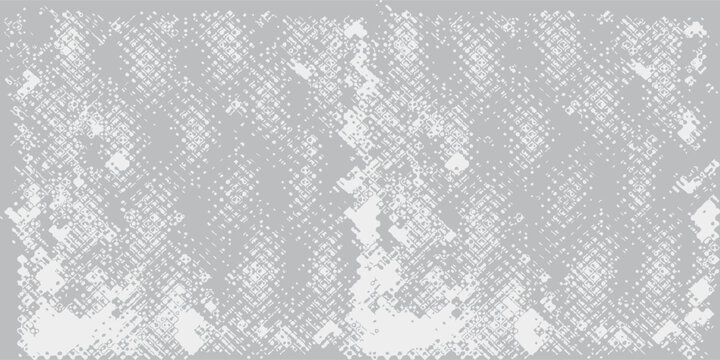 Abstract halftone geometric pattern with turquoise and white glitch effect background.