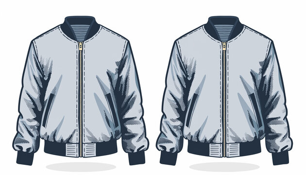 Two grey bomber jackets side by side.