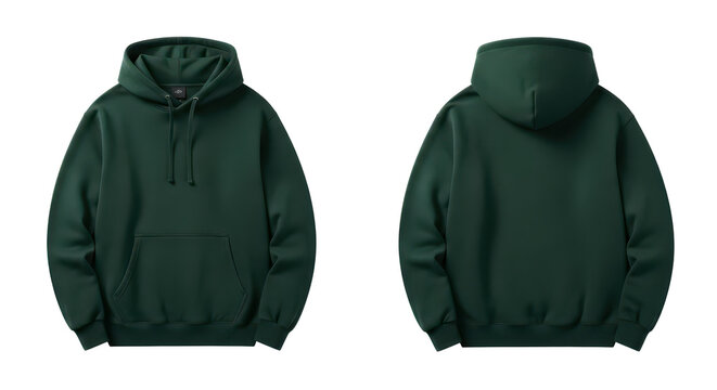 Dark Green Hoodie Front Back View | Classic Sweatshirt for Men Women