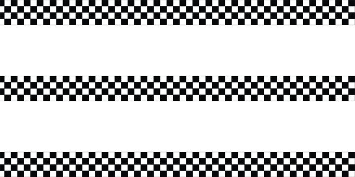 Three horizontal rows of black and white checkered patterns for racing sports background with checkered background competition template monochrome abstract isolated geometric horizontal