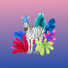 Obraz premium Cute zebra background, colorful gradient design
