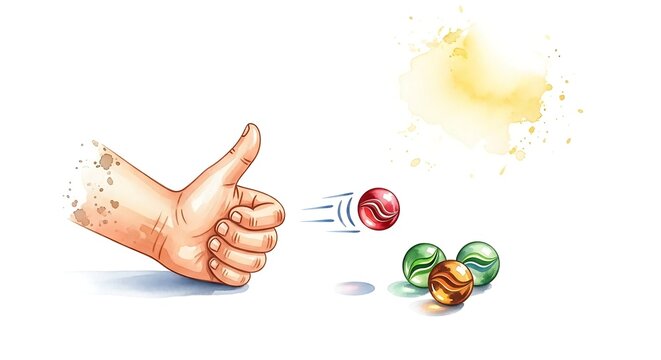 Person flicking glass marble in a traditional game