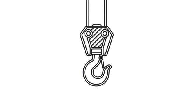 Crane Hook Line Drawing Illustration.