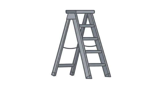 Gray Step Stool with Four Rungs.