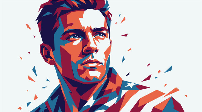 Man Portrait Closeup Face Illustration.
