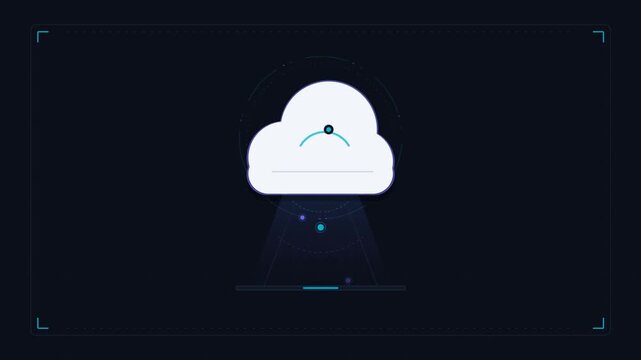 Cloud storage icon animation with glowing data sync progress