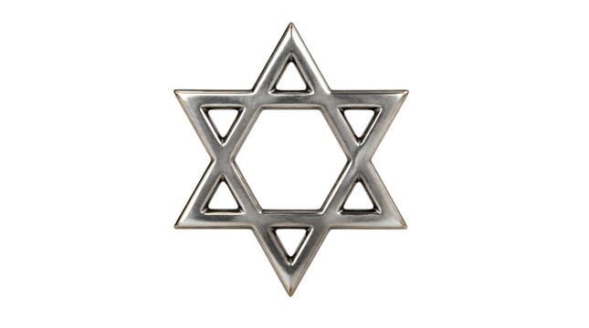 Silver Star of David Symbol Clean Cutout for Religious or Cultural Use