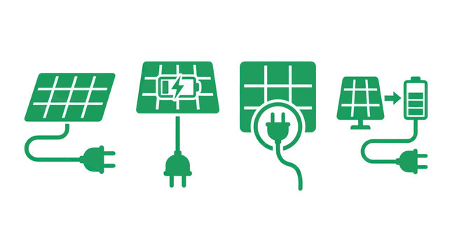 Process icons from solar panels to battery storage.