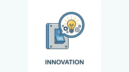 Lightbulb idea and switch symbolizing innovation and creativity turning on. © nan