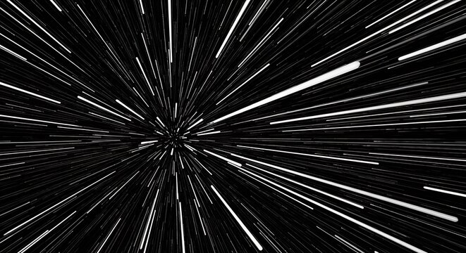 Hyperspace jump through streaking lights