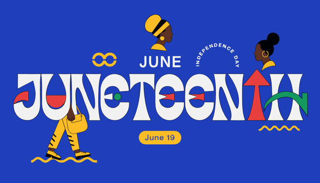 Juneteenth Independence Day. Freedom or Emancipation day. Annual american holiday, celebrated in June 19. African-American history and heritage. Poster, greeting card, banner and background. Vector