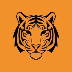 Obraz premium Tiger Face Icon Vector Art, Fierce Wild Animal Illustration