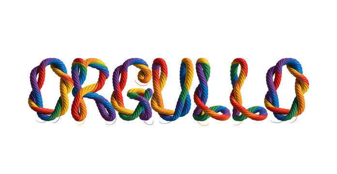 Texto de Orgullo LGBTQ en franjas de colores arco&iacute;ris 