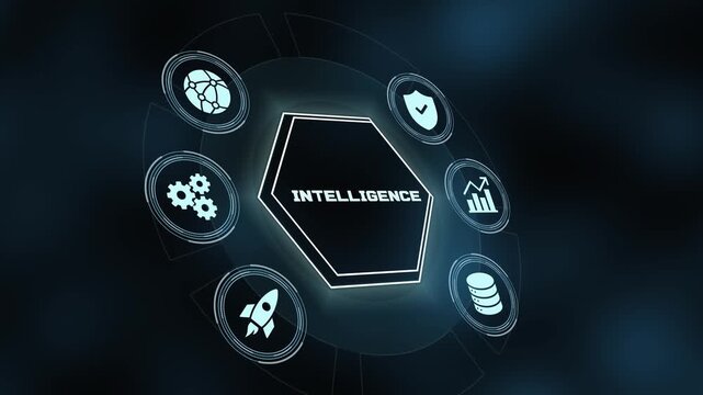 Business intelligence and smart data analytics concept with digital icons on abstract background for decision making