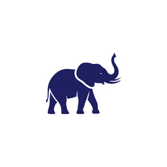 Obraz premium Minimalist Blue Elephant Icon Silhouette for Branding and Design