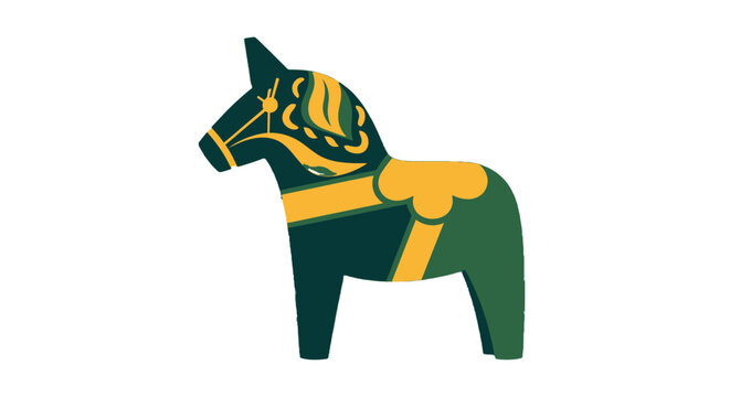 Colorful Traditional Wooden Dala Horse Figurine Illustration.