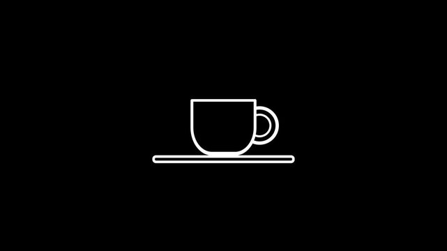 Coffee cup icon animation.Romantic beverage concept coffee cup icon animation on black background.