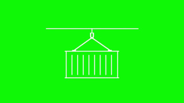 Animated shipping container icon swinging.Waves swinging a blue park using art style on a green screen background.