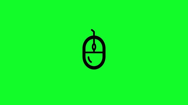 Computer mouse icon animation.Outline doodle style alpha channel,Mouse animated icon.Finger pressing button style alpha channel.