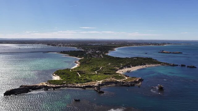 Perth Coastline, Western Australia &ndash; 4K Aerial Drone Footage of Cape Peron with Rocky Headland, Turquoise Water, Limestone Coastline, Islands, Shallow Reefs, Scenic Coastal Landscapes, Indian Ocean