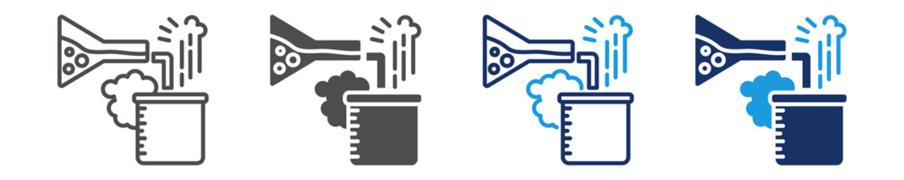 chemical reaction icon set with multiple concept