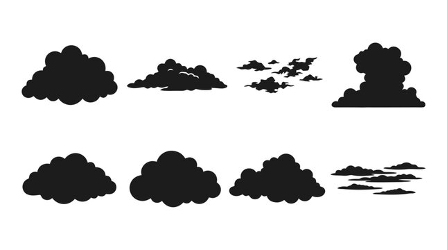 Collection of various cloud silhouettes.