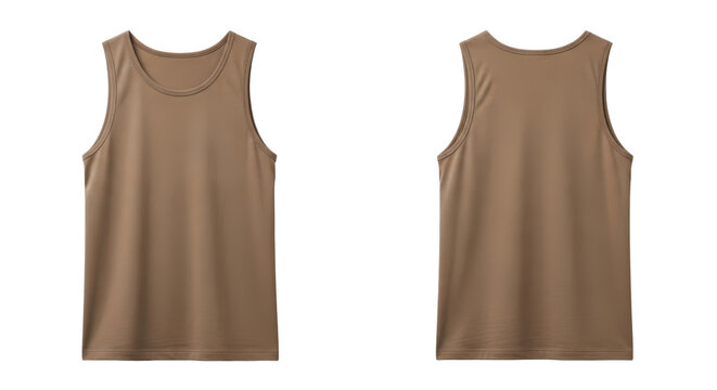 Brown Sleeveless Tank Top Front and Back View Studio Product Photography
