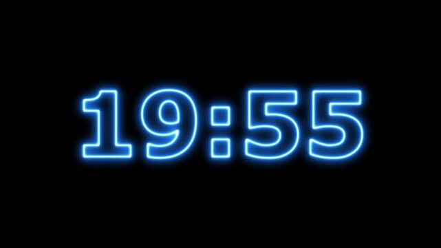 Digital 20 minutes countdown, 20 minute timer countdown animation, seconds on transparent background 1200 second countdown timer, Countdown video. 4k animation.