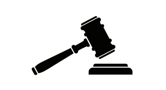 Judge gavel on sound block icon.