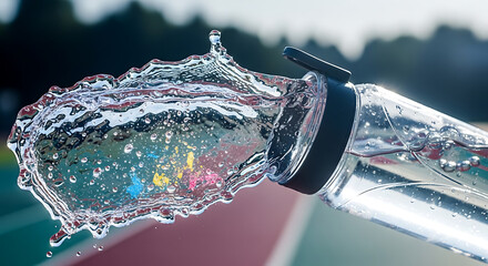 Fototapeta premium Water splashing from a clear bottle.
