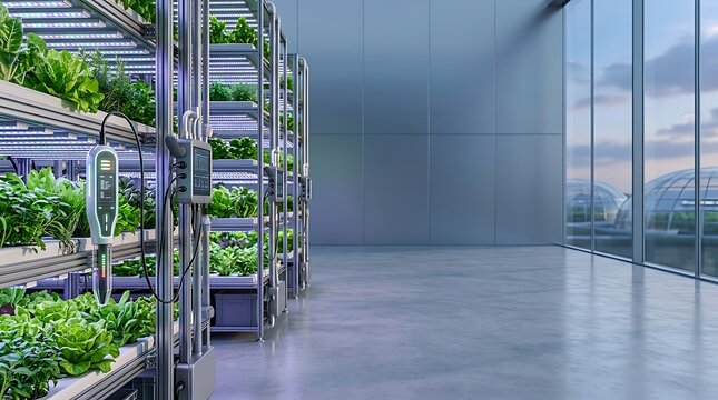 Modern vertical farming facility with smart monitoring technology