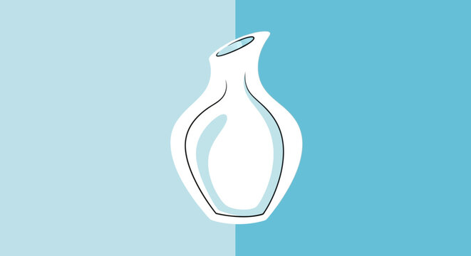 Simple white vase on blue background.