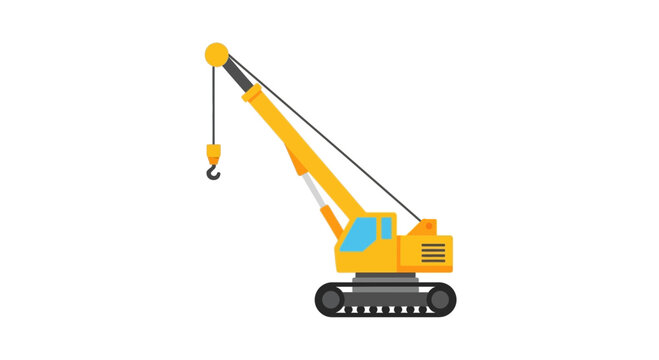 Yellow mobile crane on white background, construction equipment