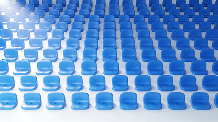 Naklejka premium Rows of blue rounded squares converge in perspective on a flat surface