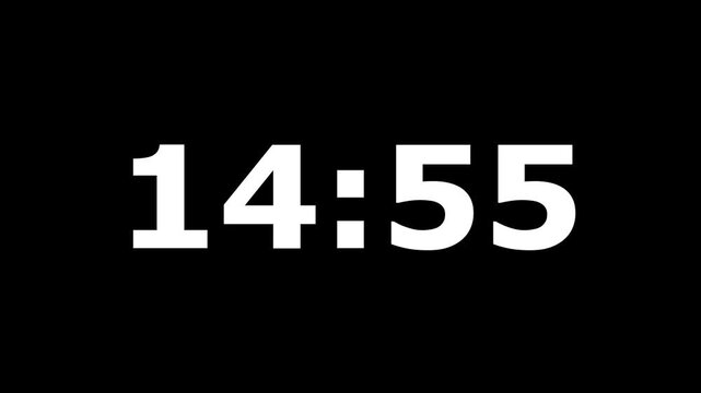 15 minute Countdown. neon 15 to 14 minute Countdown timer on black background. 15 minute Countdown timer. Fifteen minute timer on black background counting down to fourteen minutes.