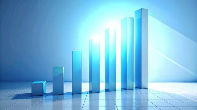 Gradual increase chart in blue hues and light gradients