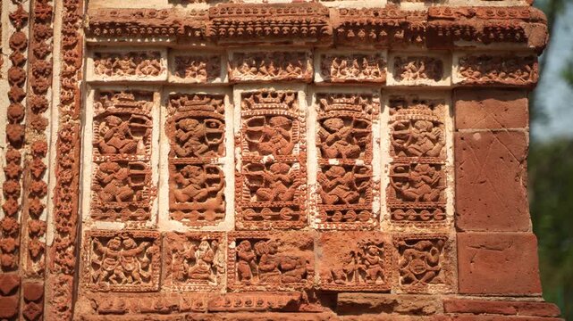 This Pancharatna temple, rich in terracotta work, is named the Shyamray or Pachmura Temple. This temple is richly endowed with terracotta ornamentation.